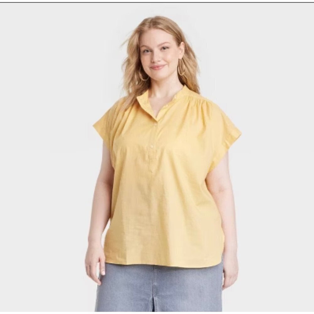Universal Thread Popover short Sleeve light weight Blouse size XL NWT